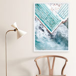 Shop Bondi Pool Aerial II Photo Art Print a coastal themed photography wall art print from The Print Emporium wall artwork collection - Buy Australian made fine art poster and framed prints for the home and your interior decor, TPE-1262-AP