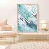Shop Bondi Pool Aerial II Photo Art Print a coastal themed photography wall art print from The Print Emporium wall artwork collection - Buy Australian made fine art poster and framed prints for the home and your interior decor, TPE-1262-AP