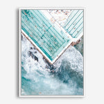 Shop Bondi Pool Aerial II Photo Canvas Print a coastal themed photography framed stretched canvas print from The Print Emporium wall artwork collection - Buy Australian made prints for the home and your interior decor space, TPE-1262-CA-35X46-NF