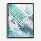 Shop Bondi Pool Aerial II Photo Canvas Print a coastal themed photography framed stretched canvas print from The Print Emporium wall artwork collection - Buy Australian made prints for the home and your interior decor space, TPE-1262-CA-35X46-NF
