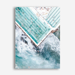 Shop Bondi Pool Aerial II Photo Canvas Print a coastal themed photography framed stretched canvas print from The Print Emporium wall artwork collection - Buy Australian made prints for the home and your interior decor space, TPE-1262-CA-35X46-NF