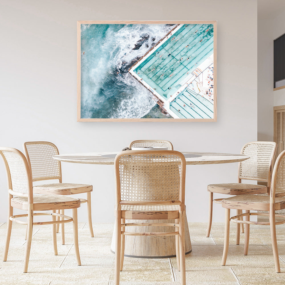Shop Bondi Pool Aerial III Photo Art Print a coastal themed photography wall art print from The Print Emporium wall artwork collection - Buy Australian made fine art poster and framed prints for the home and your interior decor, TPE-1263-AP