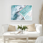 Shop Bondi Pool Aerial III Photo Art Print a coastal themed photography wall art print from The Print Emporium wall artwork collection - Buy Australian made fine art poster and framed prints for the home and your interior decor, TPE-1263-AP