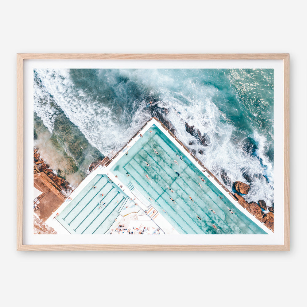 Shop Bondi Pool Aerial IV Photo Art Print a coastal themed photography wall art print from The Print Emporium wall artwork collection - Buy Australian made fine art poster and framed prints for the home and your interior decor, TPE-1264-AP
