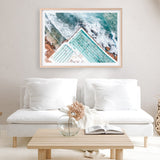 Shop Bondi Pool Aerial IV Photo Art Print a coastal themed photography wall art print from The Print Emporium wall artwork collection - Buy Australian made fine art poster and framed prints for the home and your interior decor, TPE-1264-AP