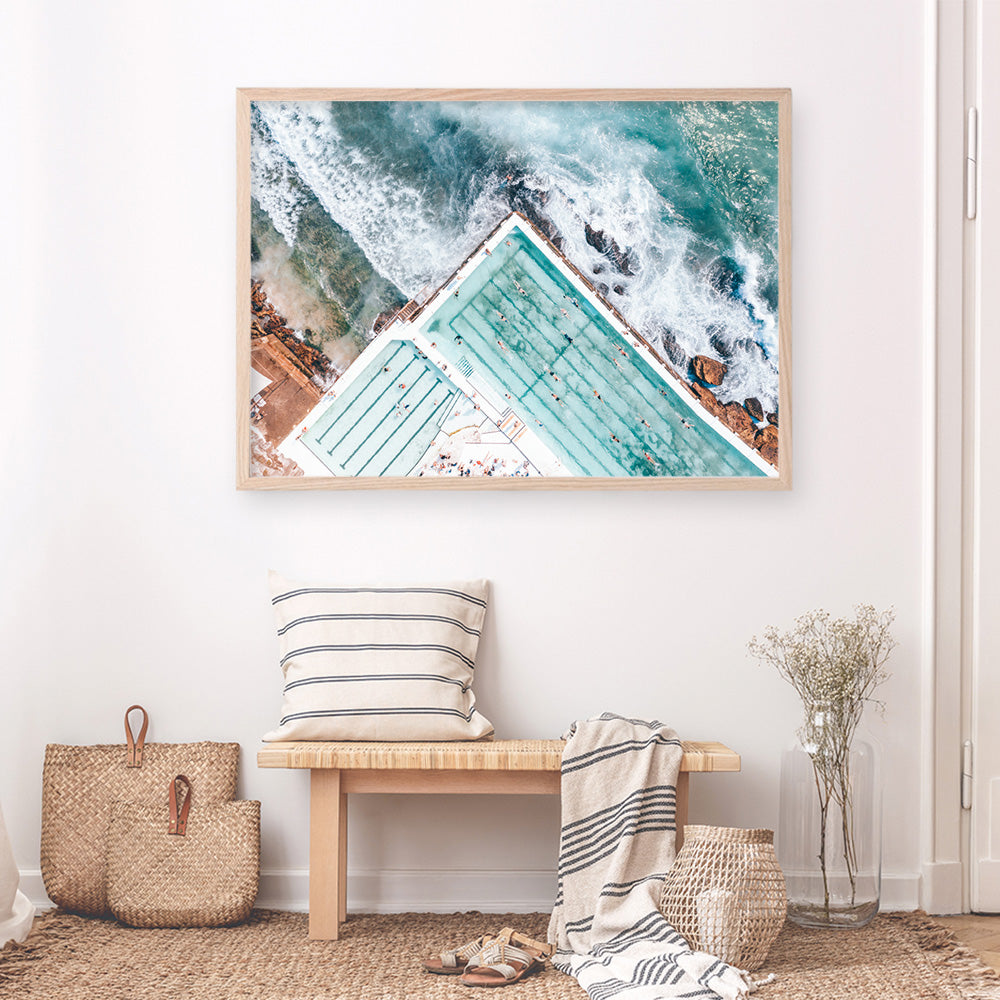 Shop Bondi Pool Aerial IV Photo Art Print a coastal themed photography wall art print from The Print Emporium wall artwork collection - Buy Australian made fine art poster and framed prints for the home and your interior decor, TPE-1264-AP