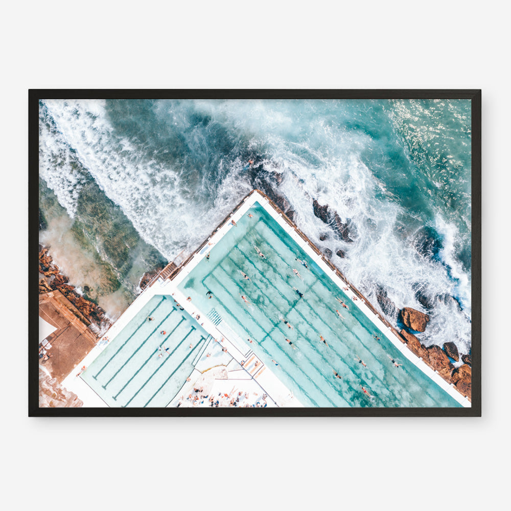Shop Bondi Pool Aerial IV Photo Art Print a coastal themed photography wall art print from The Print Emporium wall artwork collection - Buy Australian made fine art poster and framed prints for the home and your interior decor, TPE-1264-AP