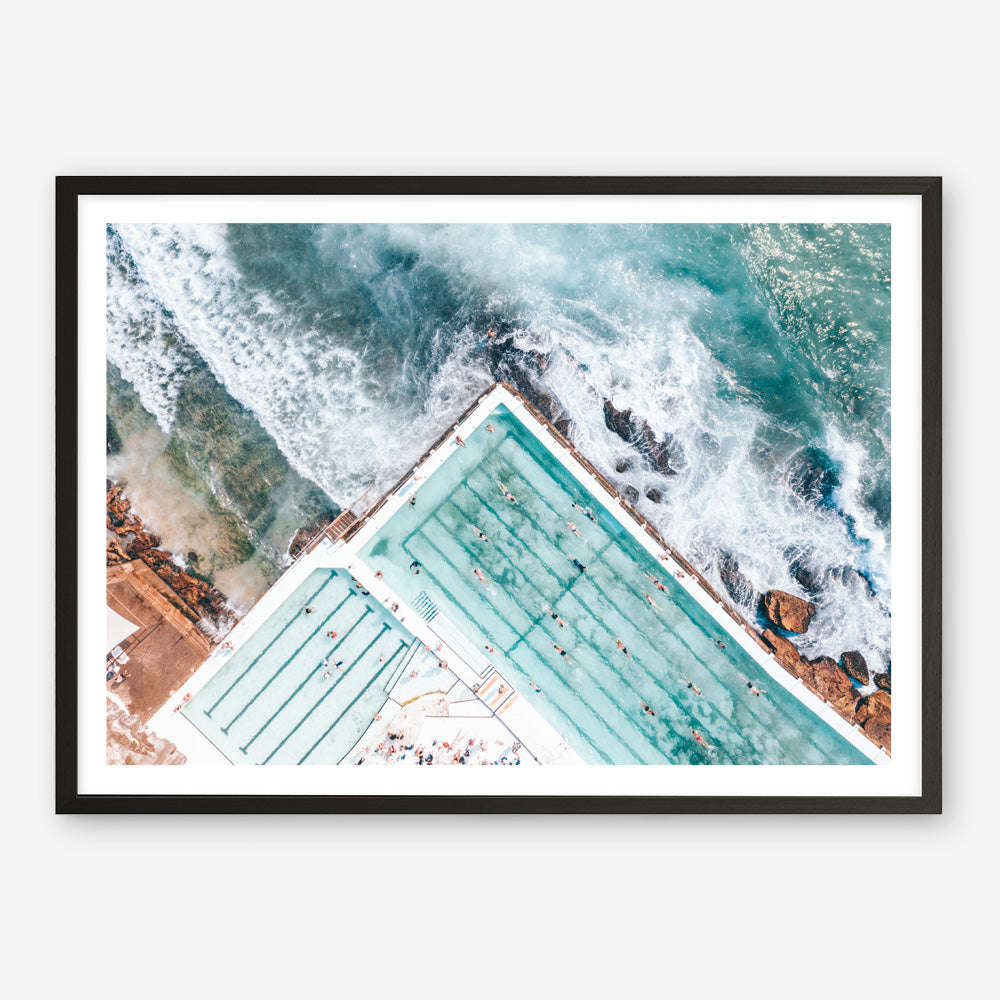 Shop Bondi Pool Aerial IV Photo Art Print a coastal themed photography wall art print from The Print Emporium wall artwork collection - Buy Australian made fine art poster and framed prints for the home and your interior decor, TPE-1264-AP
