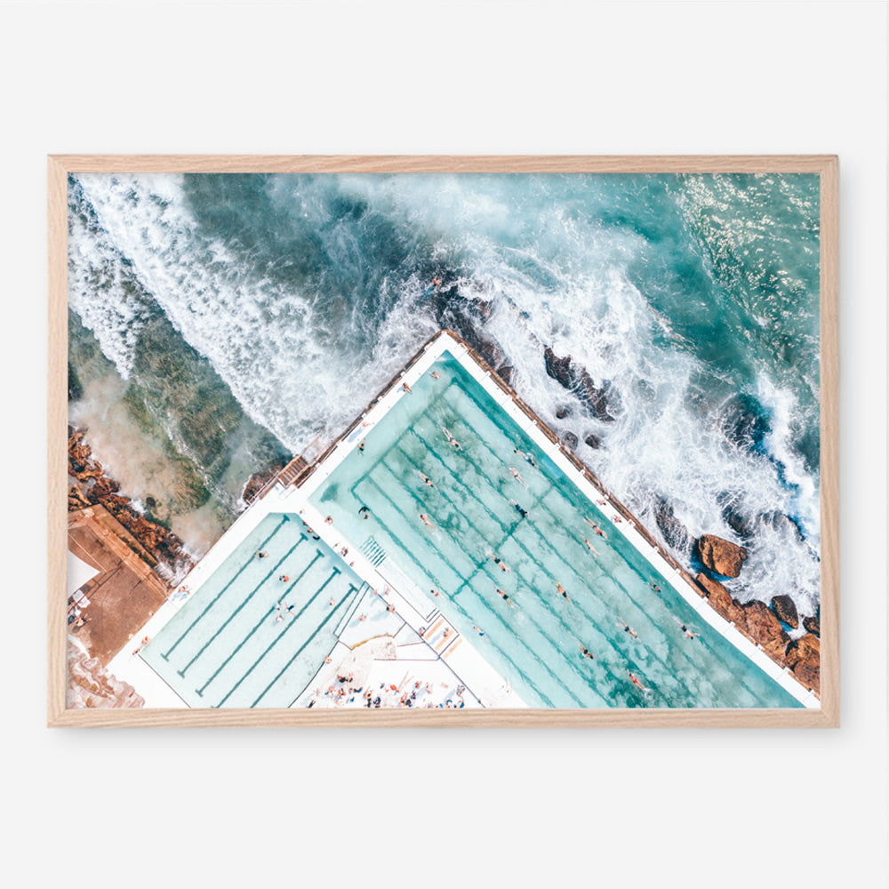Shop Bondi Pool Aerial IV Photo Art Print a coastal themed photography wall art print from The Print Emporium wall artwork collection - Buy Australian made fine art poster and framed prints for the home and your interior decor, TPE-1264-AP