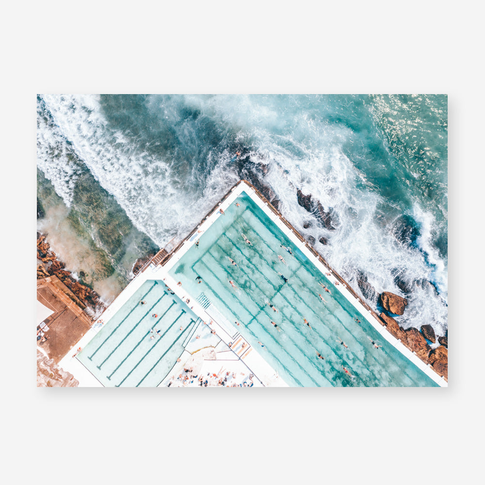 Shop Bondi Pool Aerial IV Photo Art Print a coastal themed photography wall art print from The Print Emporium wall artwork collection - Buy Australian made fine art poster and framed prints for the home and your interior decor, TPE-1264-AP