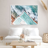 Shop Bondi Pool Aerial IV Photo Canvas Print a coastal themed photography framed stretched canvas print from The Print Emporium wall artwork collection - Buy Australian made prints for the home and your interior decor space, TPE-1264-CA-35X46-NF