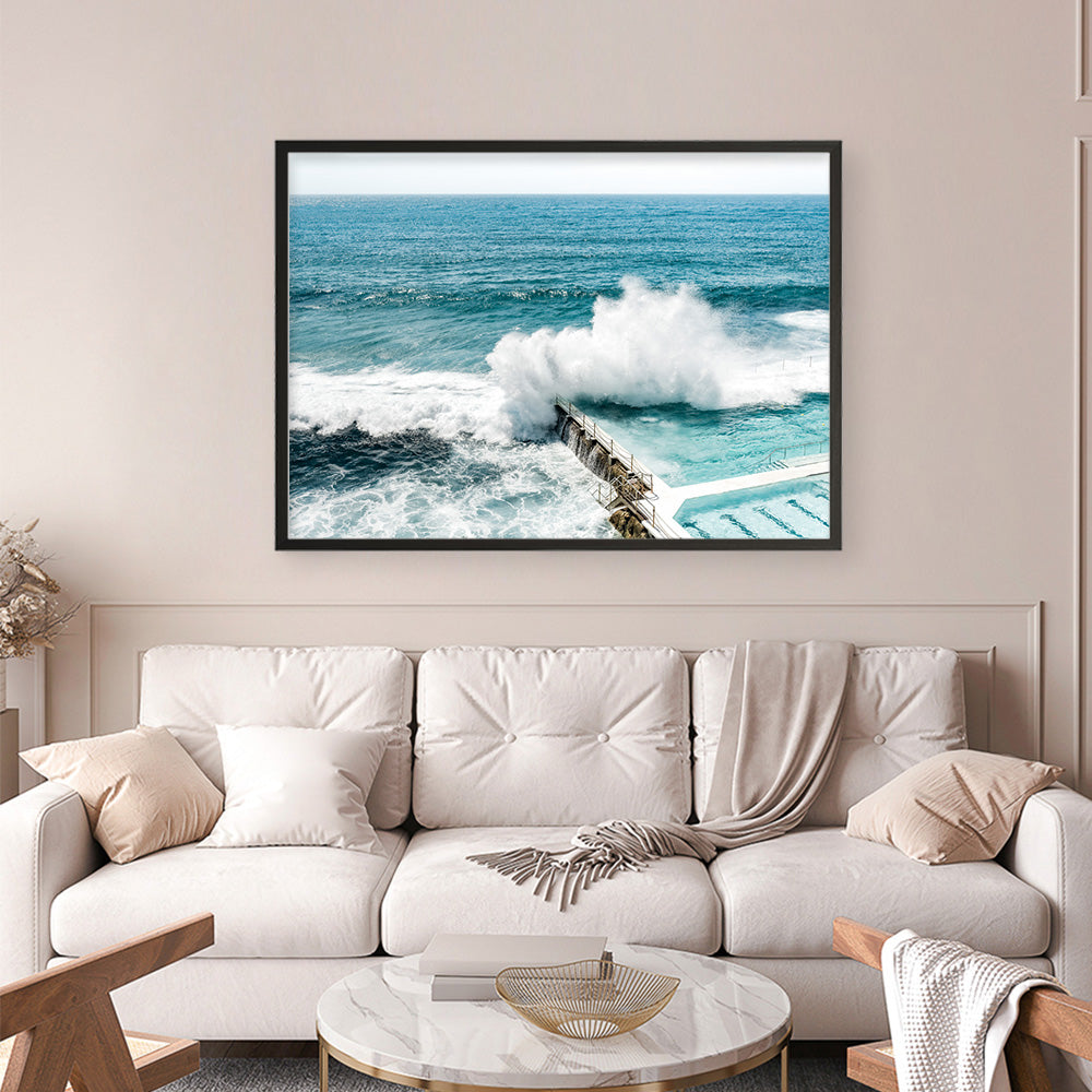 Shop Bondi Swimming Pool I Photo Art Print a coastal themed photography wall art print from The Print Emporium wall artwork collection - Buy Australian made fine art poster and framed prints for the home and your interior decor, TPE-1238-AP