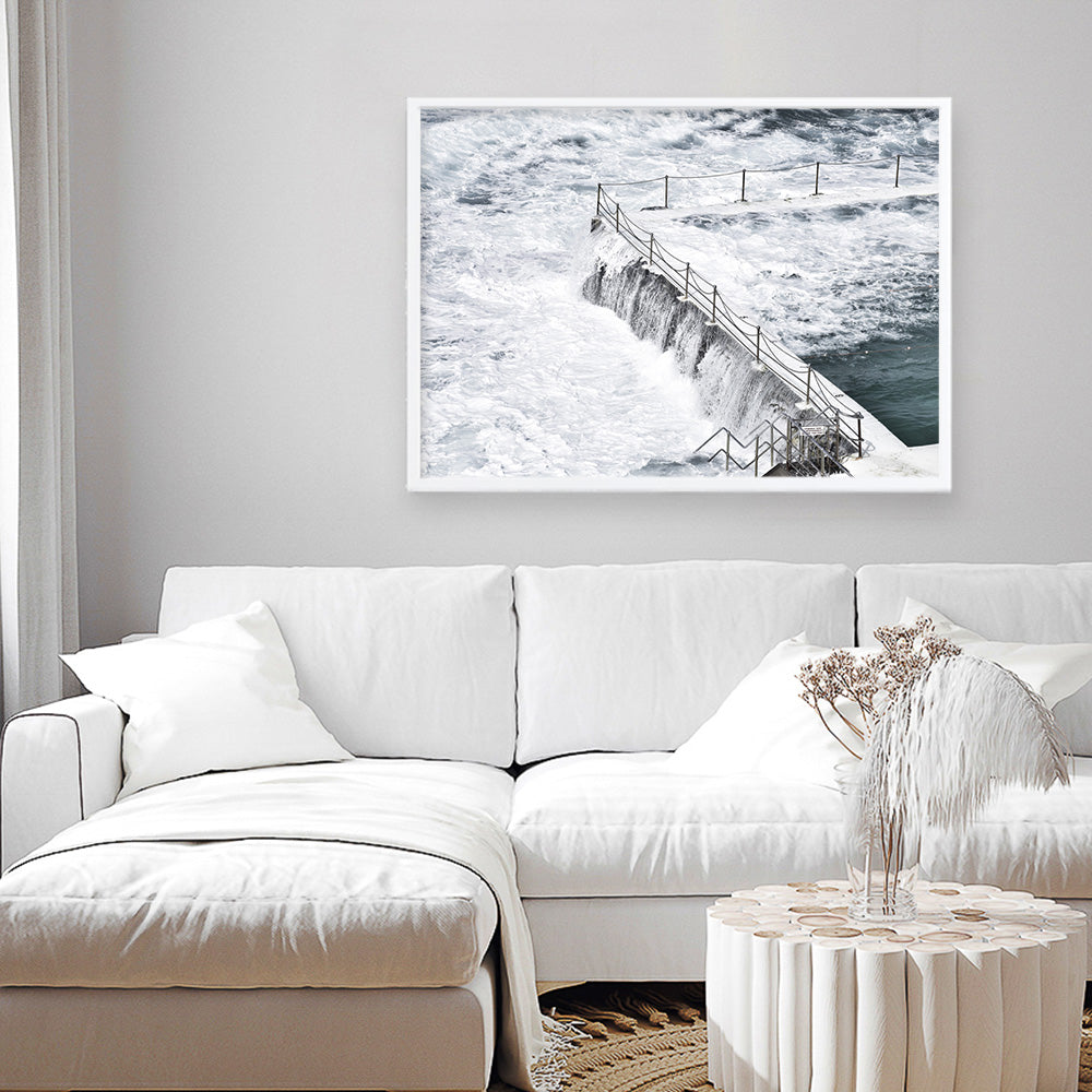 Shop Bondi White Photo Art Print a coastal themed photography wall art print from The Print Emporium wall artwork collection - Buy Australian made fine art poster and framed prints for the home and your interior decor, TPE-534-AP