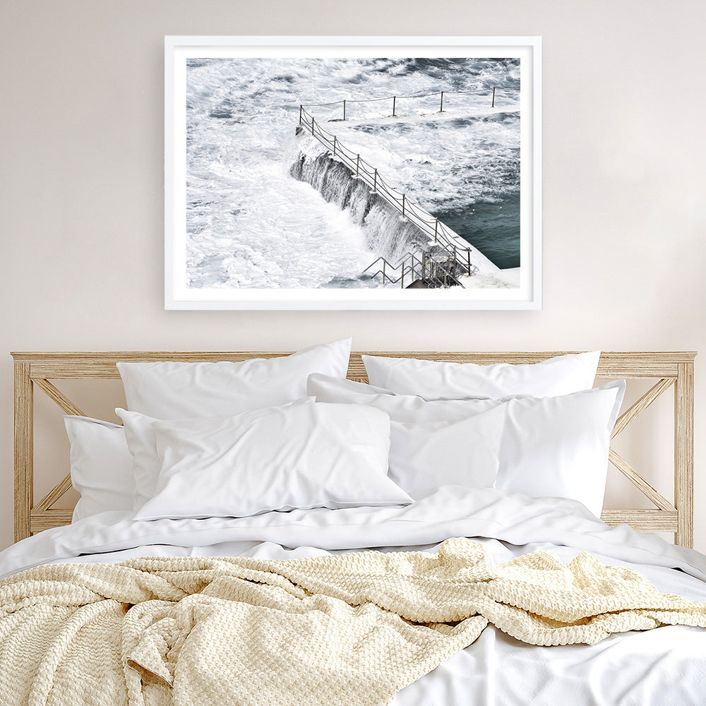 Shop Bondi White Photo Art Print a coastal themed photography wall art print from The Print Emporium wall artwork collection - Buy Australian made fine art poster and framed prints for the home and your interior decor, TPE-534-AP