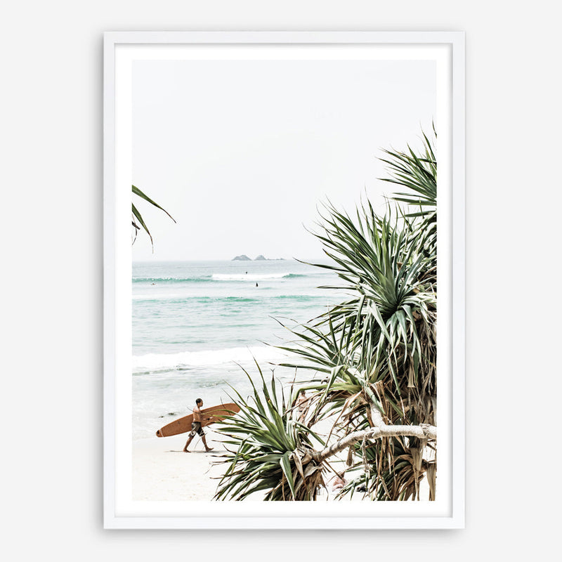 Shop Byron Bay Longboarder Photo Art Print a coastal themed photography wall art print from The Print Emporium wall artwork collection - Buy Australian made fine art poster and framed prints for the home and your interior decor, TPE-955-AP