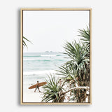 Shop Byron Bay Longboarder Photo Canvas Print a coastal themed photography framed stretched canvas print from The Print Emporium wall artwork collection - Buy Australian made prints for the home and your interior decor space, TPE-955-CA-35X46-NF