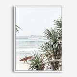 Shop Byron Bay Longboarder Photo Canvas Print a coastal themed photography framed stretched canvas print from The Print Emporium wall artwork collection - Buy Australian made prints for the home and your interior decor space, TPE-955-CA-35X46-NF