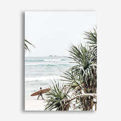 Shop Byron Bay Longboarder Photo Canvas Print a coastal themed photography framed stretched canvas print from The Print Emporium wall artwork collection - Buy Australian made prints for the home and your interior decor space, TPE-955-CA-35X46-NF