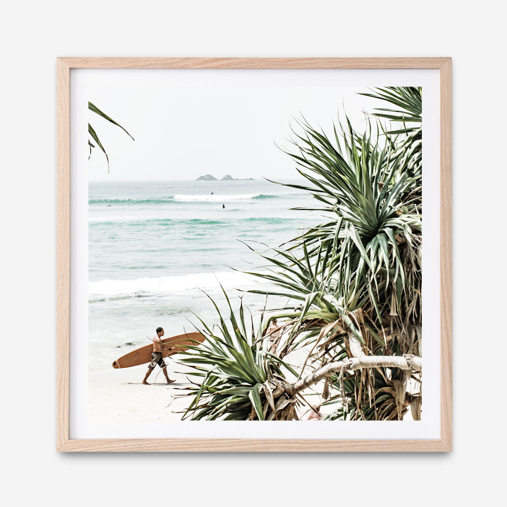 Shop Byron Bay Longboarder (Square) Photo Art Print a coastal themed photography wall art print from The Print Emporium wall artwork collection - Buy Australian made fine art poster and framed prints for the home and your interior decor, TPE-968-AP