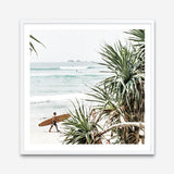 Shop Byron Bay Longboarder (Square) Photo Art Print a coastal themed photography wall art print from The Print Emporium wall artwork collection - Buy Australian made fine art poster and framed prints for the home and your interior decor, TPE-968-AP
