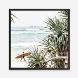 Shop Byron Bay Longboarder (Square) Photo Art Print a coastal themed photography wall art print from The Print Emporium wall artwork collection - Buy Australian made fine art poster and framed prints for the home and your interior decor, TPE-968-AP