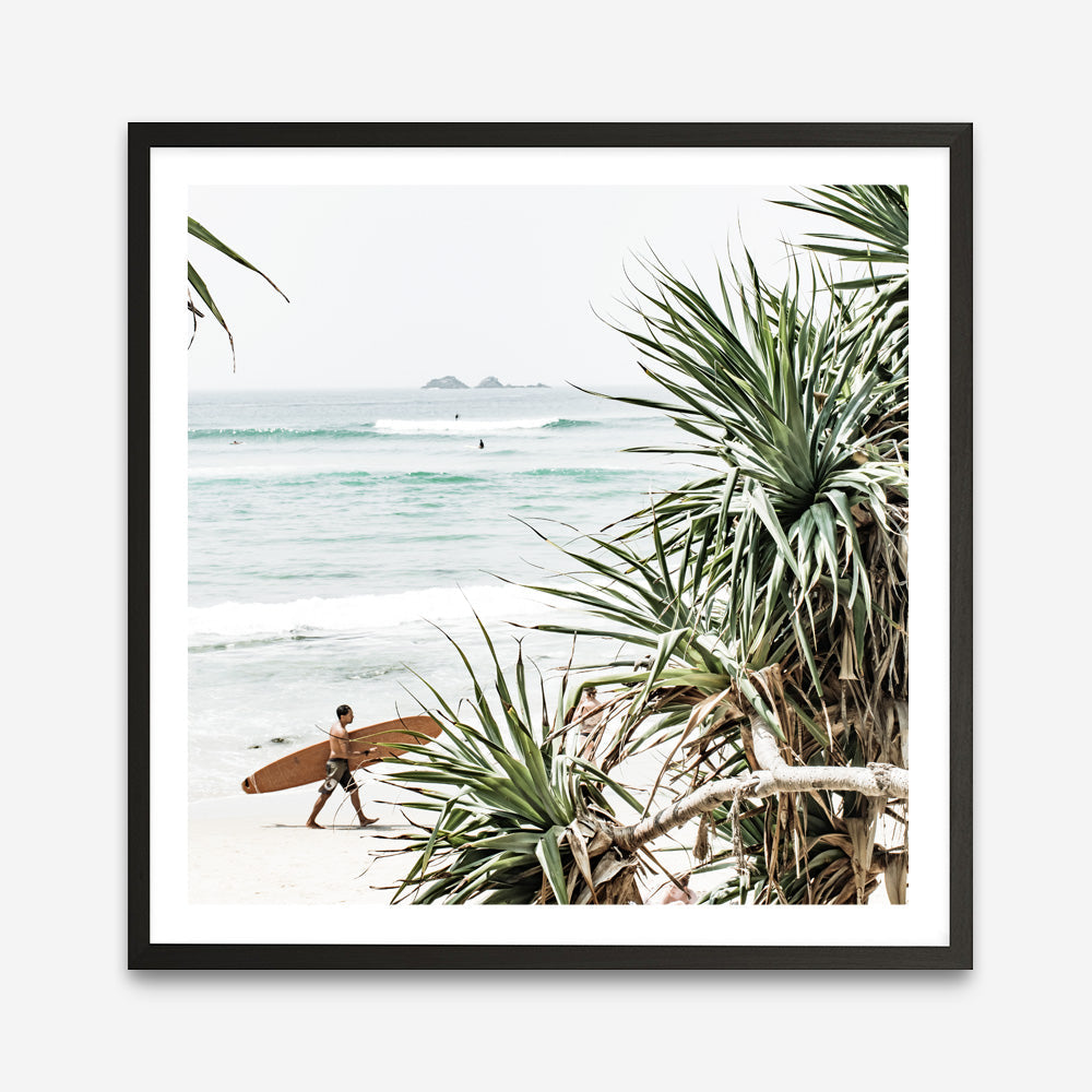 Shop Byron Bay Longboarder (Square) Photo Art Print a coastal themed photography wall art print from The Print Emporium wall artwork collection - Buy Australian made fine art poster and framed prints for the home and your interior decor, TPE-968-AP