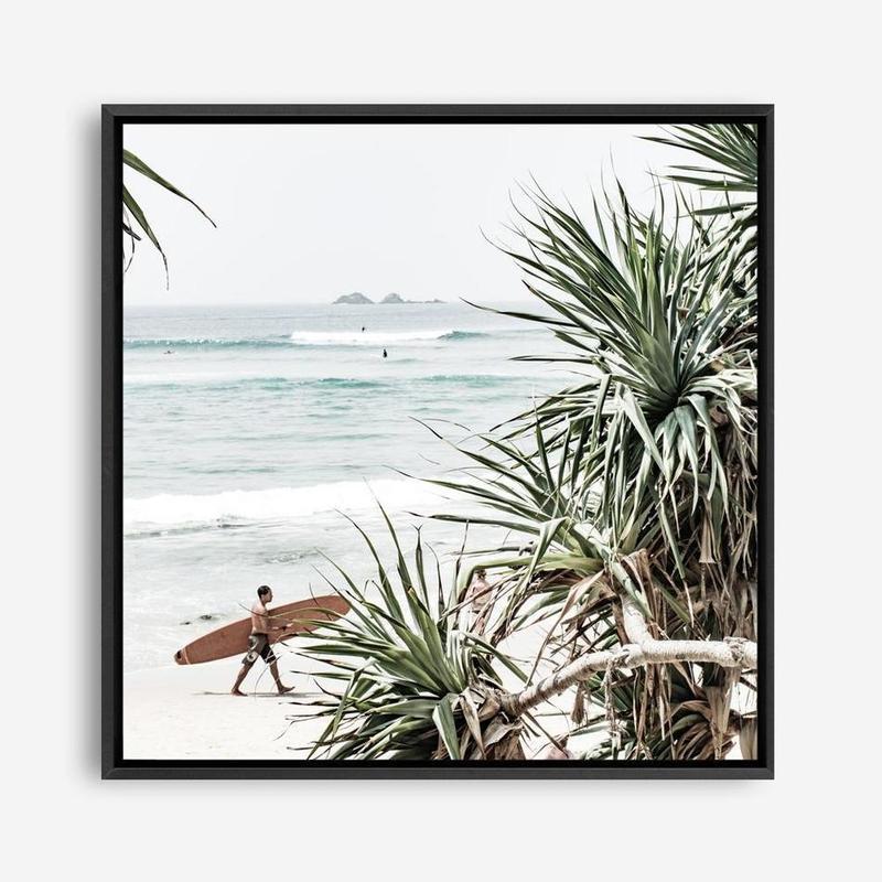 Shop Byron Bay Longboarder (Square) Photo Canvas a coastal themed photography framed stretched canvas print from The Print Emporium wall artwork collection - Buy Australian made prints for the home and your interior decor space, TPE-968-CA-40X40-NF