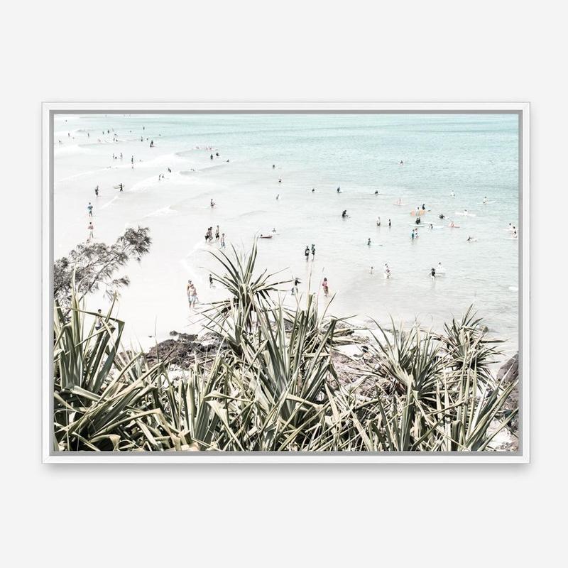Shop Byron Bay Swims Photo Canvas Print a coastal themed photography framed stretched canvas print from The Print Emporium wall artwork collection - Buy Australian made prints for the home and your interior decor space, TPE-1012-CA-35X46-NF