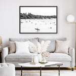 Shop Byron Surfer I B&W Photo��Art Print a coastal themed photography wall art print from The Print Emporium wall artwork collection - Buy Australian made fine art poster and framed prints for the home and your interior decor, TPE-1008-AP