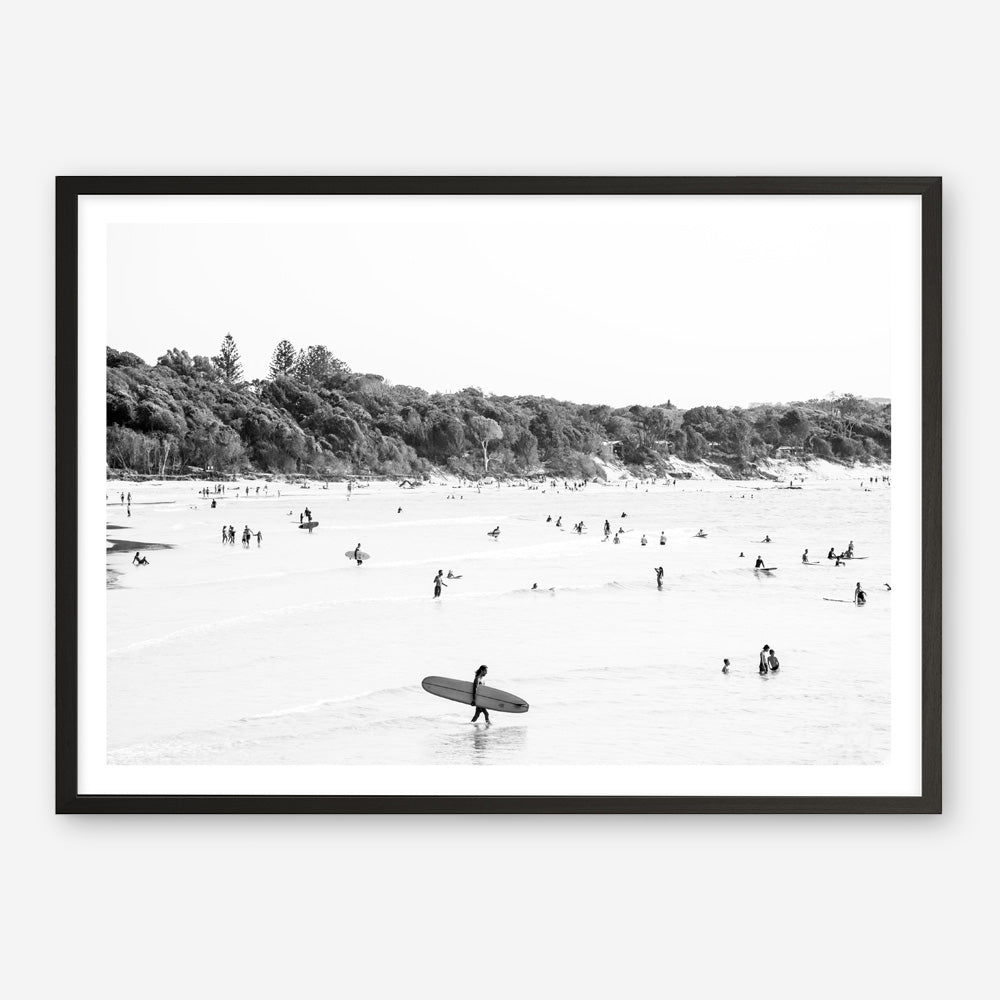 Shop Byron Surfer I B&W Photo��Art Print a coastal themed photography wall art print from The Print Emporium wall artwork collection - Buy Australian made fine art poster and framed prints for the home and your interior decor, TPE-1008-AP