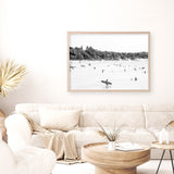 Shop Byron Surfer I B&W Photo��Art Print a coastal themed photography wall art print from The Print Emporium wall artwork collection - Buy Australian made fine art poster and framed prints for the home and your interior decor, TPE-1008-AP