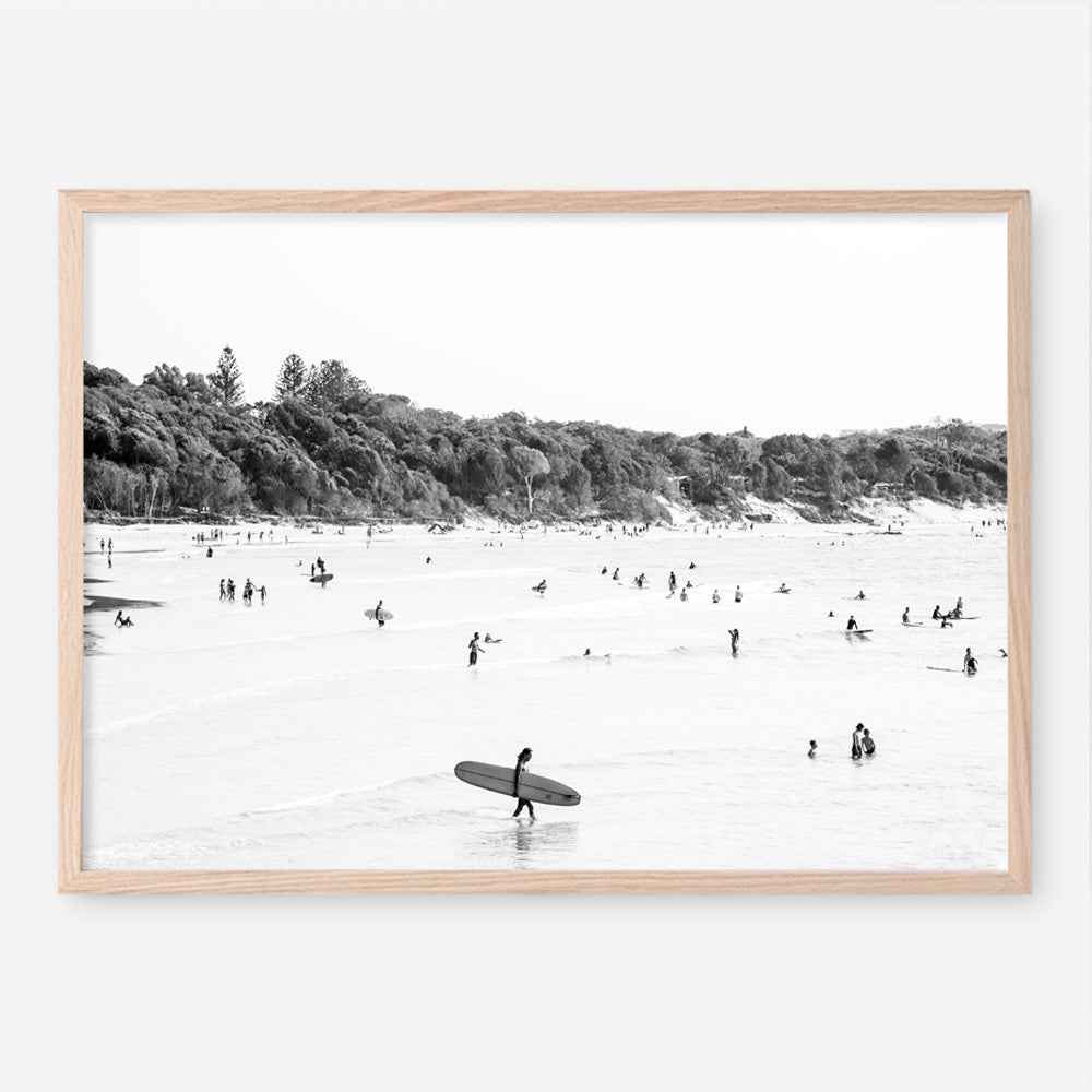 Shop Byron Surfer I B&W Photo��Art Print a coastal themed photography wall art print from The Print Emporium wall artwork collection - Buy Australian made fine art poster and framed prints for the home and your interior decor, TPE-1008-AP