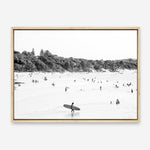 Shop Byron Surfer I B&W Photo Canvas Print a coastal themed photography framed stretched canvas print from The Print Emporium wall artwork collection - Buy Australian made prints for the home and your interior decor space, TPE-1008-CA-35X46-NF