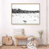 Shop Byron Surfer I B&W Photo Canvas Print a coastal themed photography framed stretched canvas print from The Print Emporium wall artwork collection - Buy Australian made prints for the home and your interior decor space, TPE-1008-CA-35X46-NF