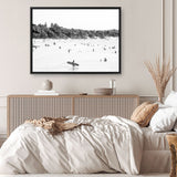 Shop Byron Surfer I B&W Photo Canvas Print a coastal themed photography framed stretched canvas print from The Print Emporium wall artwork collection - Buy Australian made prints for the home and your interior decor space, TPE-1008-CA-35X46-NF