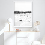 Shop Byron Surfer II B&W Photo Art Print a coastal themed photography wall art print from The Print Emporium wall artwork collection - Buy Australian made fine art poster and framed prints for the home and your interior decor, TPE-1009-AP