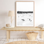 Shop Byron Surfer II B&W Photo Art Print a coastal themed photography wall art print from The Print Emporium wall artwork collection - Buy Australian made fine art poster and framed prints for the home and your interior decor, TPE-1009-AP