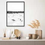 Shop Byron Surfer II B&W Photo Art Print a coastal themed photography wall art print from The Print Emporium wall artwork collection - Buy Australian made fine art poster and framed prints for the home and your interior decor, TPE-1009-AP