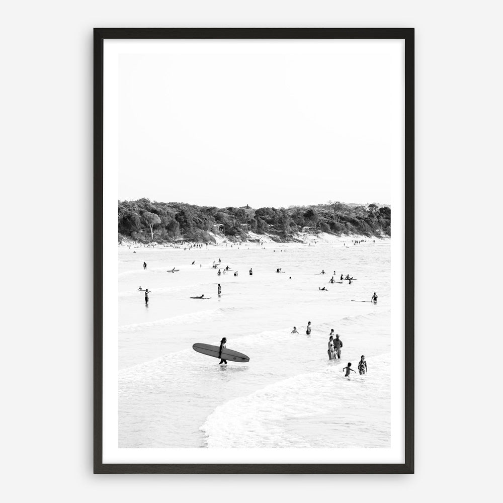 Shop Byron Surfer II B&W Photo Art Print a coastal themed photography wall art print from The Print Emporium wall artwork collection - Buy Australian made fine art poster and framed prints for the home and your interior decor, TPE-1009-AP