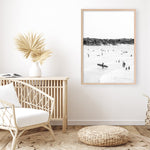 Shop Byron Surfer II B&W Photo Art Print a coastal themed photography wall art print from The Print Emporium wall artwork collection - Buy Australian made fine art poster and framed prints for the home and your interior decor, TPE-1009-AP