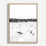 Shop Byron Surfer II B&W Photo Canvas Print a coastal themed photography framed stretched canvas print from The Print Emporium wall artwork collection - Buy Australian made prints for the home and your interior decor space, TPE-1009-CA-35X46-NF