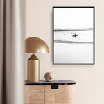 Shop Byron Surfer III B&W Photo Art Print a coastal themed photography wall art print from The Print Emporium wall artwork collection - Buy Australian made fine art poster and framed prints for the home and your interior decor, TPE-1047-AP