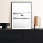 Shop Byron Surfer III B&W Photo Art Print a coastal themed photography wall art print from The Print Emporium wall artwork collection - Buy Australian made fine art poster and framed prints for the home and your interior decor, TPE-1047-AP
