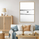 Shop Byron Surfer III B&W Photo Canvas Print a coastal themed photography framed stretched canvas print from The Print Emporium wall artwork collection - Buy Australian made prints for the home and your interior decor space, TPE-1047-CA-35X46-NF