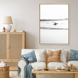 Shop Byron Surfer III B&W Photo Canvas Print a coastal themed photography framed stretched canvas print from The Print Emporium wall artwork collection - Buy Australian made prints for the home and your interior decor space, TPE-1047-CA-35X46-NF