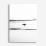 Shop Byron Surfer III B&W Photo Canvas Print a coastal themed photography framed stretched canvas print from The Print Emporium wall artwork collection - Buy Australian made prints for the home and your interior decor space, TPE-1047-CA-35X46-NF