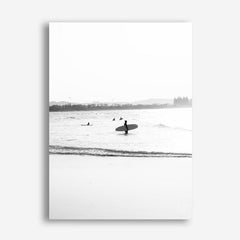 Shop Byron Surfer III B&W Photo Canvas Print a coastal themed photography framed stretched canvas print from The Print Emporium wall artwork collection - Buy Australian made prints for the home and your interior decor space, TPE-1047-CA-35X46-NF