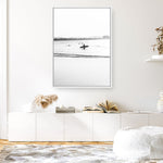 Shop Byron Surfer III B&W Photo Canvas Print a coastal themed photography framed stretched canvas print from The Print Emporium wall artwork collection - Buy Australian made prints for the home and your interior decor space, TPE-1047-CA-35X46-NF