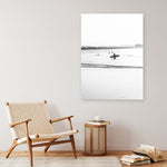 Shop Byron Surfer III B&W Photo Canvas Print a coastal themed photography framed stretched canvas print from The Print Emporium wall artwork collection - Buy Australian made prints for the home and your interior decor space, TPE-1047-CA-35X46-NF