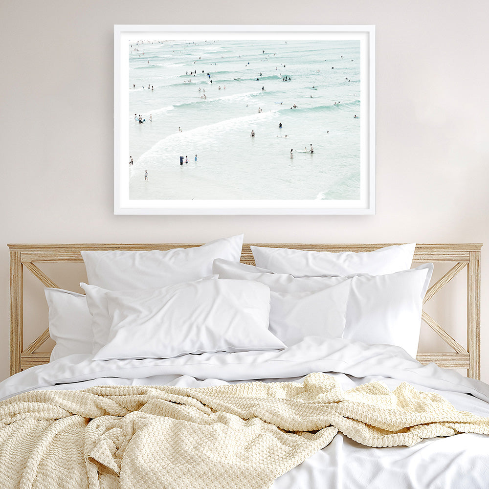 Shop Byron Swimmers Photo Art Print a coastal themed photography wall art print from The Print Emporium wall artwork collection - Buy Australian made fine art poster and framed prints for the home and your interior decor, TPE-1021-AP